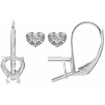 Heart Natural Mined Diamond Lever Back Earrings 14k White (1.06 Ct H VS2-SI1) - $2,506.11