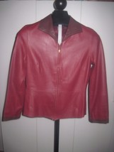 Sigrid Olsen Ladies Dk Red Soft Leather Zip JACKET-6-LINED-GENTLY WORN-NICE - £18.36 GBP