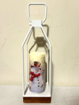 New Open Candle Lantern with snowman led Pillar Candle image 4