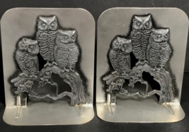 Vintage owl bookends, Pewter antiqued book ends, silver book ends Metal Mcm - $40.97