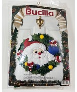 Bucilla 83028 Holly Jolly Santa 18" Round Felt Wreath Kit Vintage 1993 Craft New - $18.80