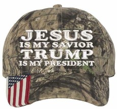 Jesus is my savior Trump is my President Outdoor Cap CWF305 Mossy Oak Hat - £18.76 GBP