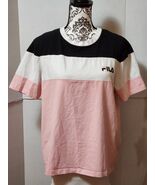 Fila T Shirt Women XL Pink Black Tee Colorblock Sporty Y2K Retro - $29.69