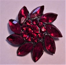 Brilliant Deep Red Faceted Pinwheel Style Pin Brooch - $95.00