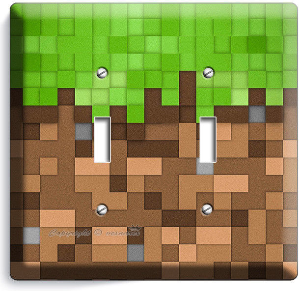 VIDEO GAME PIXELS THEME 2 GANG LIGHT SWITCH WALL PLATES BOYS BEDROOM ROOM DECOR