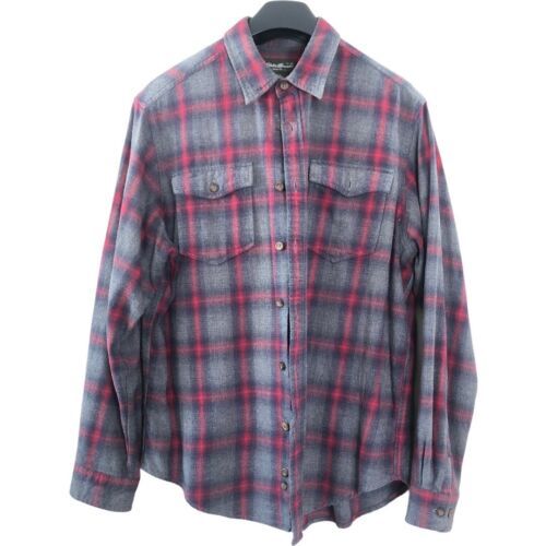 Eddie Bauer Gray & Red Plaid Heavy weight shirt Size Large Men's - £21.27 GBP