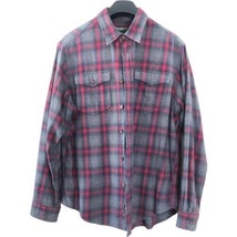 Eddie Bauer Gray &amp; Red Plaid Heavy weight shirt Size Large Men&#39;s - £21.15 GBP