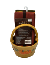 Harvest Tabletop Decor - 8 Cloth Napkins + Pumpkin Basket Centerpiece Mu... - $19.77