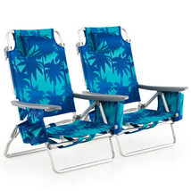 2 Pieces Folding Backpack Beach Chair with Pillow-Peacock Blue - Color: ... - €136,46 EUR