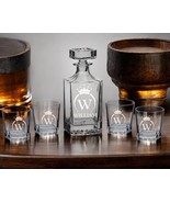 Personalized Whiskey Decanter Set with 4 Matching Glasses &amp; a Gift Box - $56.09