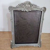 Pewter Table top Picture Frame Detailed Work W/Flowers Ornate Frame 9&quot;X6&quot; - £13.10 GBP
