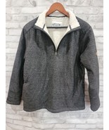 Orvis Sweater Mens Medium Gray 1/4 Zip Long Sleeve Sherpa Fleece Lined P... - $34.28 CAD