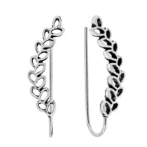 Stylish Olive Branch Leaves Sterling Silver Crawler Earrings - £9.35 GBP