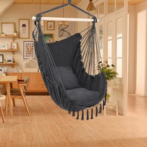 Hammock Hanging Rope Chair Swing Seat Patio Picnic Camping Dark Gray - £48.74 GBP