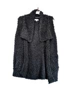NWT New Directions Black Teddy Open Cardigan Sweater Vest Women&#39;s PL Poc... - $42.01 CAD