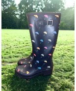 Blue Umbrella Print Chooka Size 8 Womens Tall Rain Boots 15&quot; Tall Colorf... - £26.46 GBP