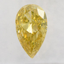 Pear Diamond Natural Fancy Brown Yellow Loose 0.38 Carat SI1 IGI Certificate - £370.54 GBP