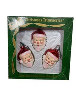 Vintage Bradford Trimmeries Santa Claus Ornaments Set Of 3 Christmas Glass - $16.80