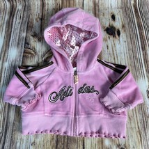 Adidas Baby Infant Size 6M Pink Brown Velour Tracksuit Jacket Sweatshirt Hoodie - £15.22 GBP
