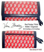Vera Bradley Red Paisley Bandana Pattern Trifold Wallet (pre-owned) - £13.54 GBP