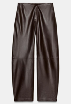 ZARA BNWT 2026. BROWN 100% LEATHER BALLOON TROUSERS ZW COLLECTION. 5479/... - $268.70
