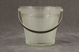 Vintage Art Glass Barware Stippled Barrel ICE BUCKET Mid Century Hammere... - $26.50