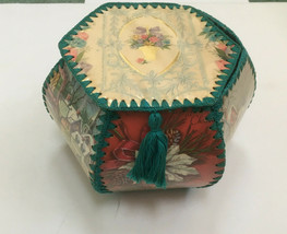 vintage handmade crochet made with  holiday greeting card box storage co... - $28.66