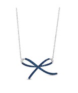 Vera Wang Love Collection Blue Sapphire Bow Pendant Necklace Vera Wang N... - $150.44 CAD