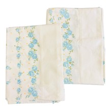 Cottage Core Blue Floral Standard Pillowcases Set Of 2 VTG - £11.72 GBP