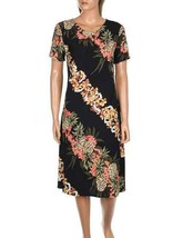 Hilo Hattie Womens Hawaiian Dress Black Multicolor Floral Pineapple Short Sleeve - £45.80 GBP