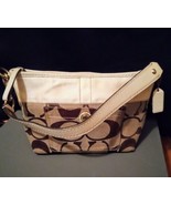 Coach Signature Handbag M0771-11688 Medium Size Leather &amp; Canvas Khaki C... - £23.36 GBP