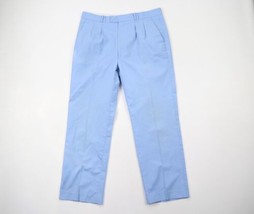 Vtg 70s Streetwear Mens 36x29 Pleated Wide Leg Bell Bottom Pants Carolina Blue - £62.26 GBP