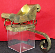 Vintage Heavy Brass Fireplace Christmas Sleigh Stocking Hanger Long Arm 8&quot; - £26.72 GBP