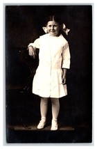 RPPC Studio View Portrait Adorable Little Girl in White Named Bessie Postcard S3 - £2.84 GBP