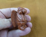 Y-GAR-567 little orange Goldstone statue GARGOYLE gemstone figurine Gothic - $18.69