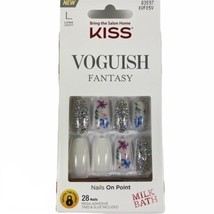 NEW Kiss Nails Voguish Fantasy Press Glue Manicure Long Coffin Milk Bath Floral - £13.46 GBP