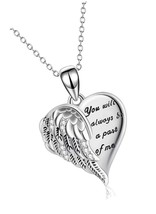 Heart Locket Necklace Sterling Silver Guardian Angel of - £112.06 GBP