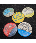 Vintage Lot 5 Aquafest Knapp Stout Buttons Pins Rice Lake Wisconsin 1960... - $339.04 MXN