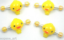 Baby Fun Hair Spring Clip Decoration Yellow Duck Duckie Snap Curlie Set of 4 - £3.99 GBP