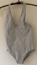 American Apparel Cotton Spandex Collection Gray Halter Bodysuit Leotard XS - £19.65 GBP