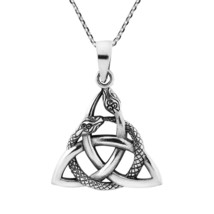 Interwoven Snakes Triquetra or Trinity Knot Sterling Silver Necklace - $28.50