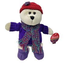 Starbucks Bearista Stuff Bear Plush Purple Red Hat Scarf Winter Holiday ... - $8.97