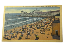 Vintage Postcard 1949 Cyclone Racer, Beach Crowds, Long Beach, Californi... - $23.70