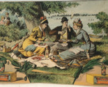 Friends Having A Picnic Victorian Trade Card Cool Colors VTC 4 - $7.91