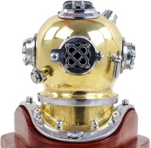 Antique Diving Helmet Brass U.S Navy Mark V Diving Divers Helmet Replica W/Base - £237.75 GBP