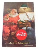 Coca Cola Vintage Ad Drink Soda Pop Coke Bottle Santa Claus Christmas 1951 - £11.00 GBP