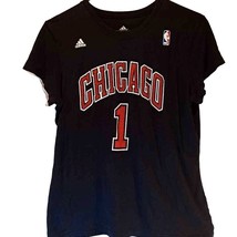 Chicago Bulls Adidas Women&#39;s T-Shirt Black #1 Derrick Rose Basketball-NBA L - £14.83 GBP