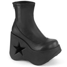 DEMONIA DYN100/BVL Goth 5&quot; Wedge Star Cutout Platform Women&#39;s Black Ankle Boots - £74.00 GBP