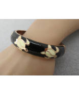 Turtle Bangle Bracelet Black Enamel Brilliant Gold Tone Hinged Jiu Long ... - $187.97 MXN