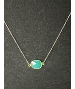 Silver And Gold Plated Necklace With A Green Charm - $13.72 CAD